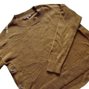 Madewell Women's Longsleeve Sweater Side Buttons  High Low Brown Size Medium